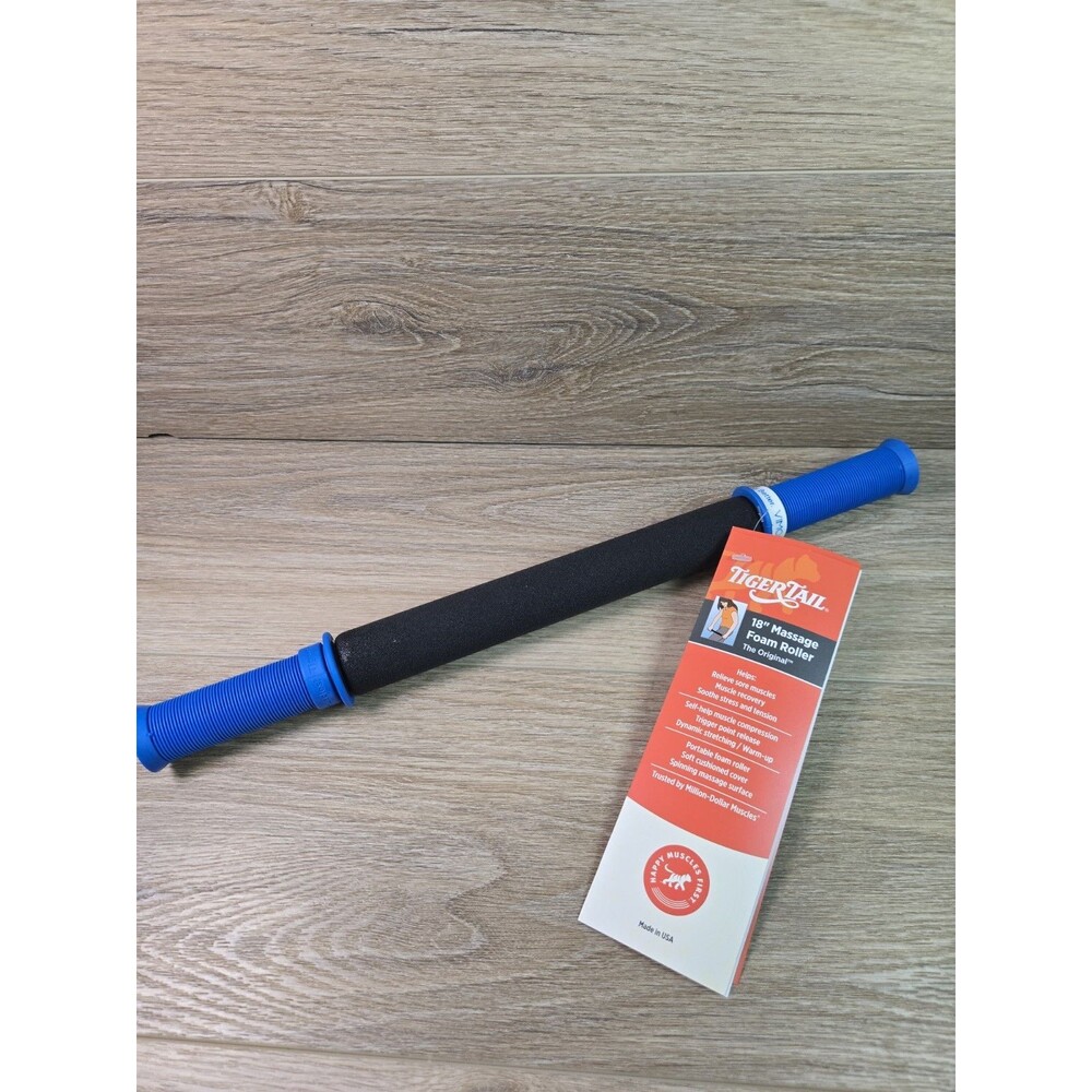 Tiger Tail 18" Classic Hand Held Portable Foam Roller, Black/Blue